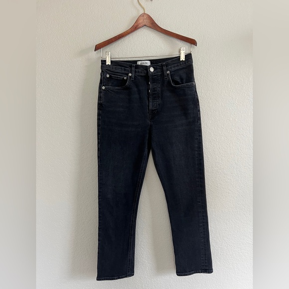 AGOLDE Riley High Rise Straight Crop in Black Pepper. Size 27 - Picture 4 of 10